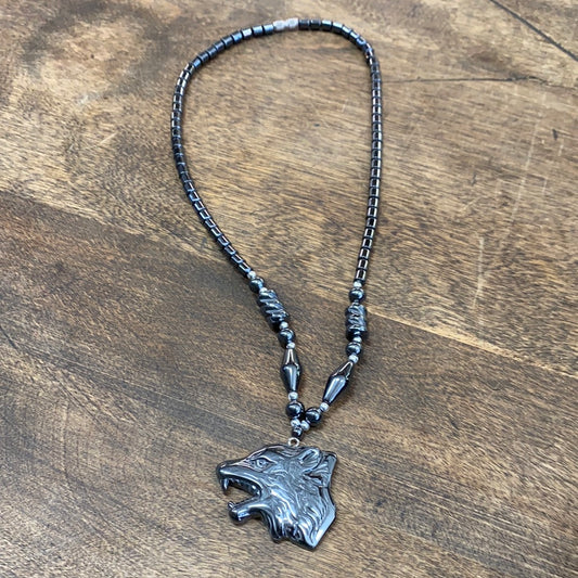 Hematite Necklace with Carved pendant