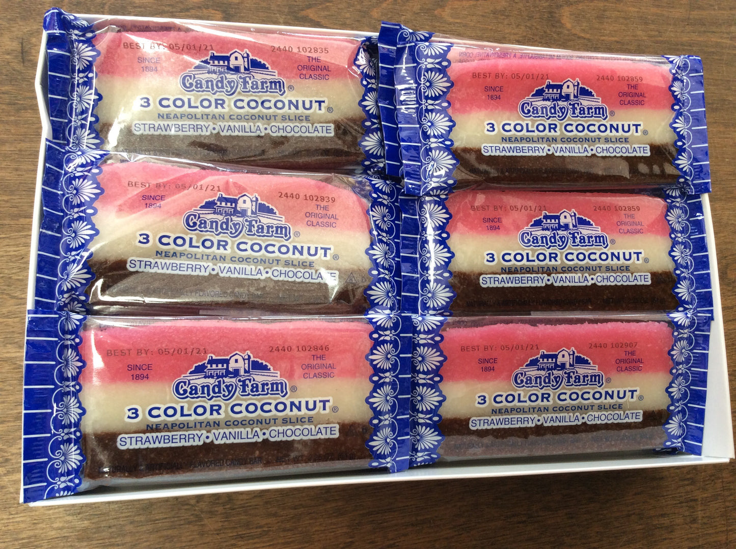 Old Fashioned Coconut Slices Neopolitan 3 Color Coconut