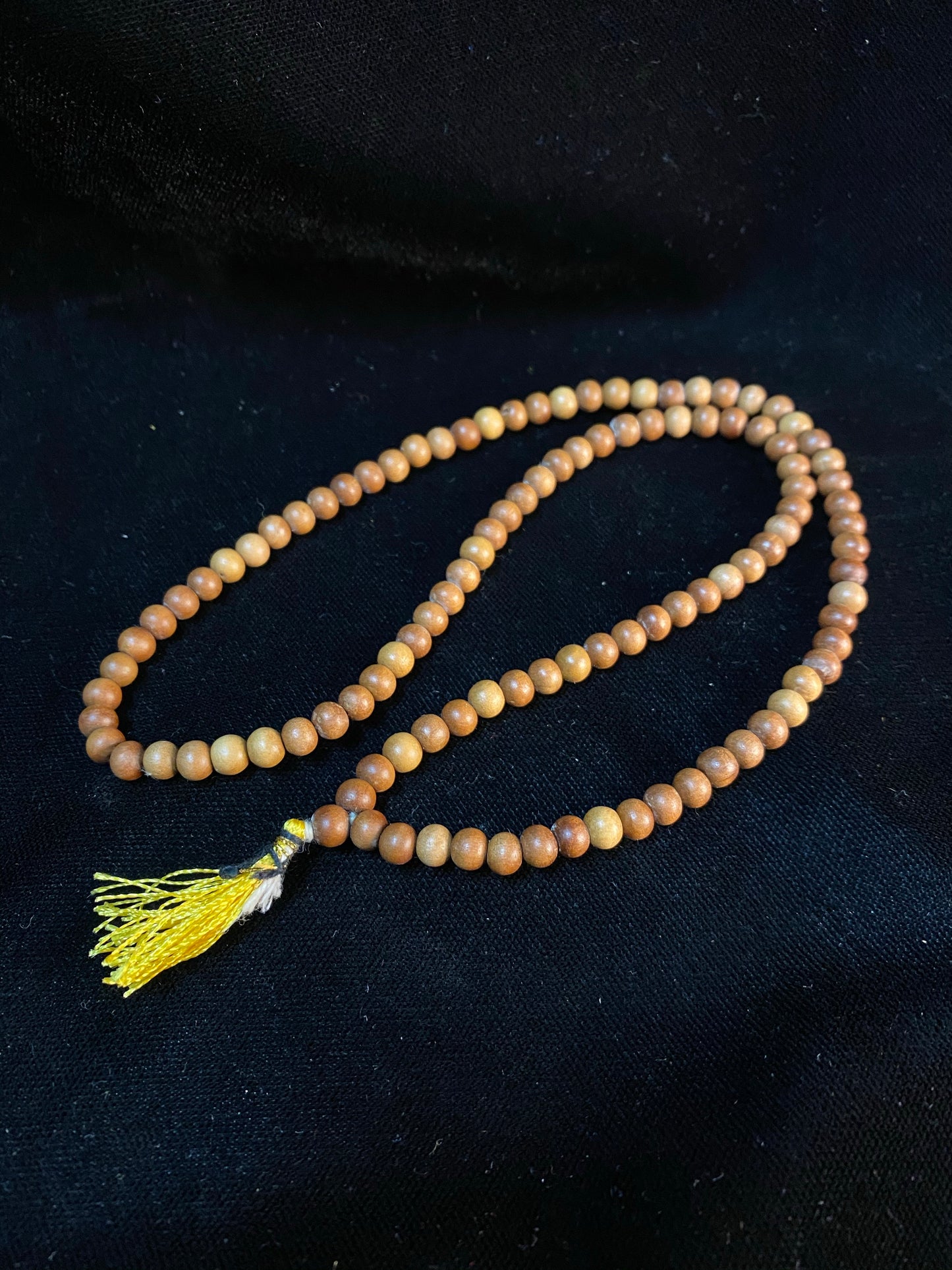 Mala 108 Beads Tulsi Prayer Necklace yellow tassel