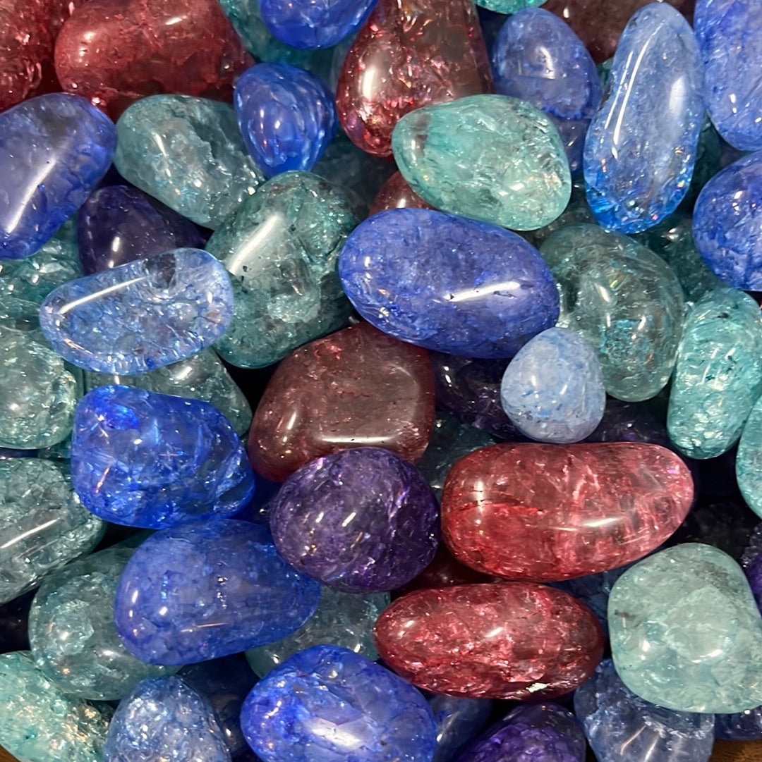 Multi-colored Cracked Quartz Tumbled Stones Dyed