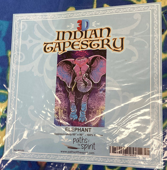 3D Indian tapestry elephant rainbow