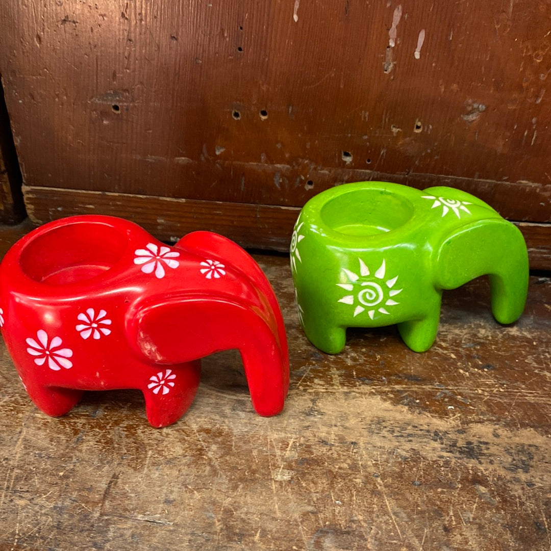 Soapstone Elephant Candle Holder