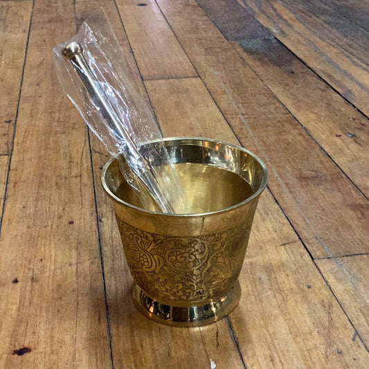 Brass mortar and pestle