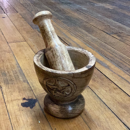 Wooden pentacle mortar and pestle