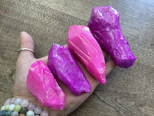 Pink Purple Aura Quartz Point