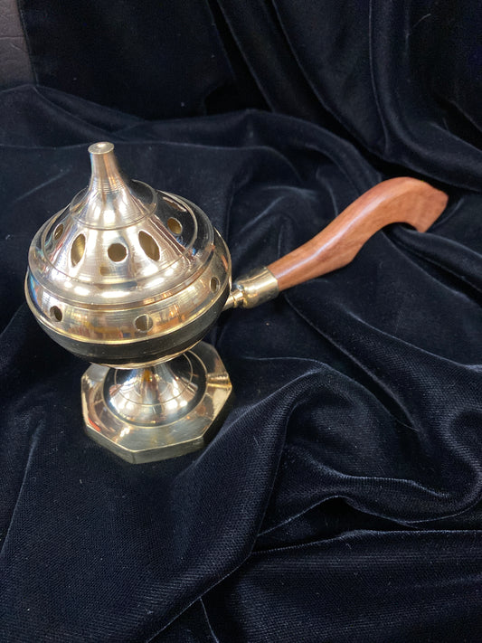 Handled Censer brass wooden handle incense burner